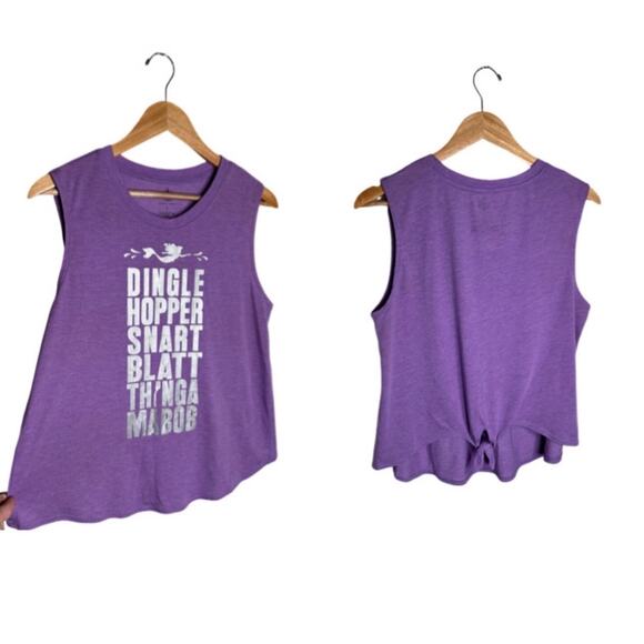 Disney Tank Top Little Mermaid Purple Dingle Hopper Snart Blat Silver Back Knot - Picture 7 of 7